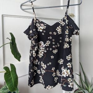 Cold shoulder tank with adjustable straps